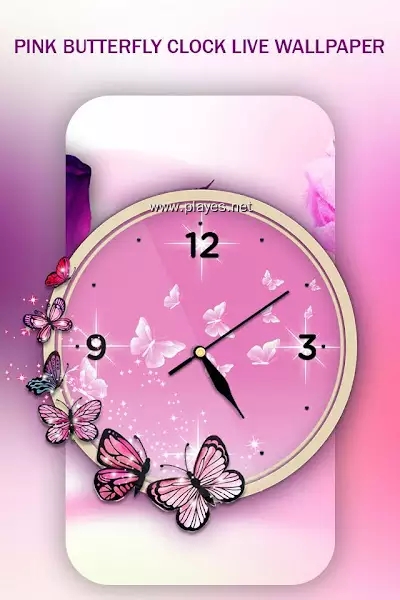 Pink Butterfly Clock-插图1